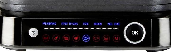 Actual product image Domo Genius Electric Contact Grill Non-stick Coating, with Display Stainless Steel, Black (EU plug)