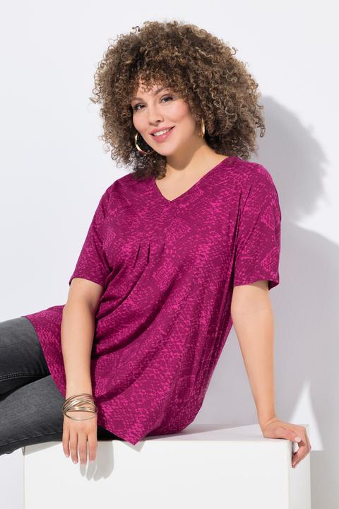 Produktbild Ulla Popken T-Shirt, Schlangenmuster, Biesen, V-Ausschnitt, Halbarm (42, 44)