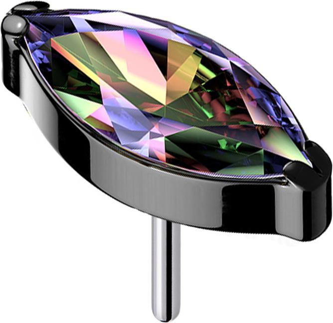 Actual product image Star Piercing Threadless black with oval crystal dark multicolour (Titanium G23, without brass)