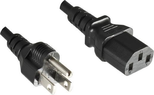 Produktbild Dinic Netzkabel Japan Typ B auf C13, 2mm², 5m JPN 3pin Typ B/IEC 60320-C13, JET PSE, schwarz (5 m)
