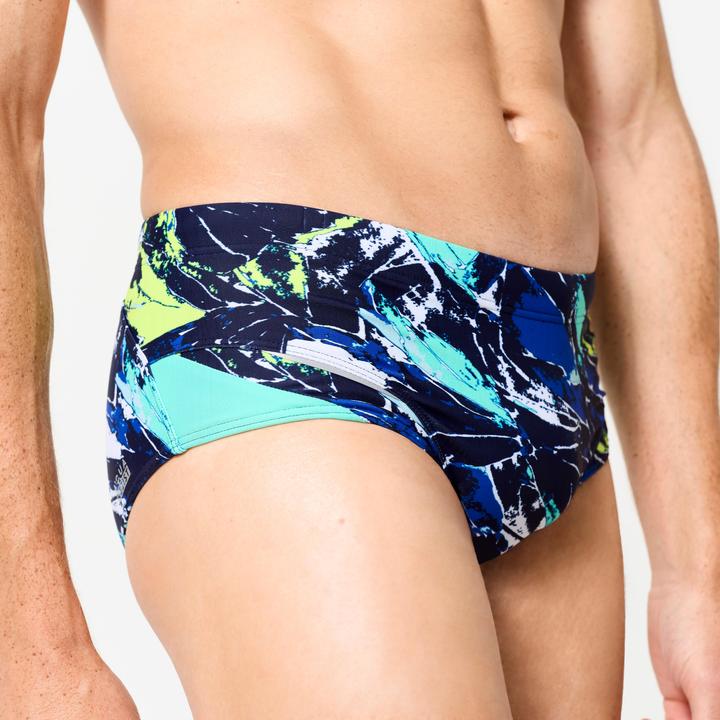 Actual product image Nabaiji Badehose Slip Herren Kastenform - 900 Motu blau/grün (XL)