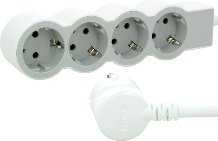 Actual product image Legrand Flat socket strip 4x socket, 1.5 metre cable white-grey 694552 (4 x, CEE 32/3, 1.50 m)