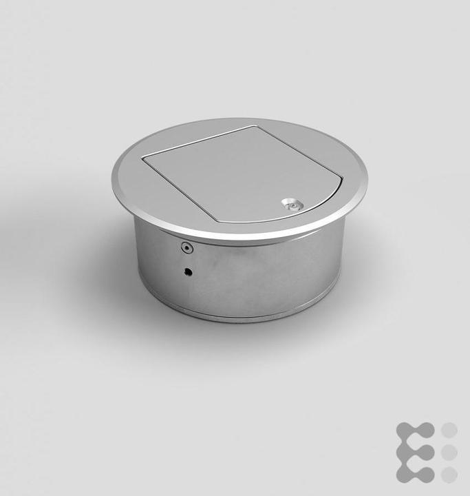 BS 8601A Presa a pavimento, singola, rotonda, con cerniera a soffitto