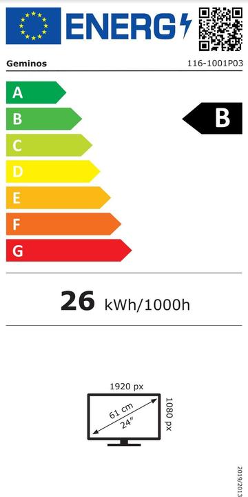 Label énergétique Mobile Pixels Geminos T (1920 x 1080 pixels, 24")