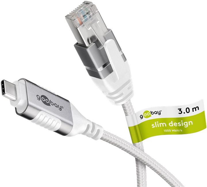 Produktbild Goobay Ethernet-Kabel USB-C 3.1 auf RJ45, Slim, 3 m (USB 3.1, RJ45 (1x))