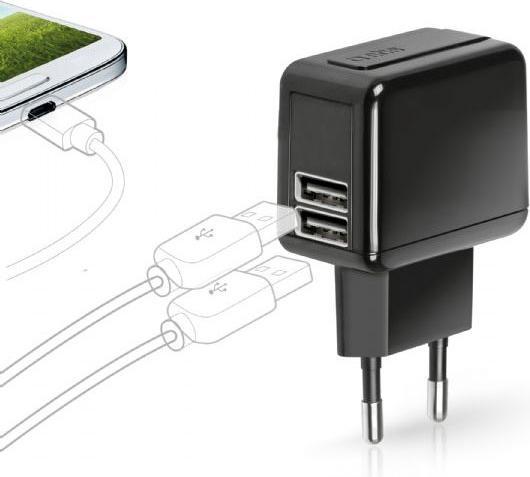 Actual product image SBS Travel charger 3.100 mAh with double USB port
