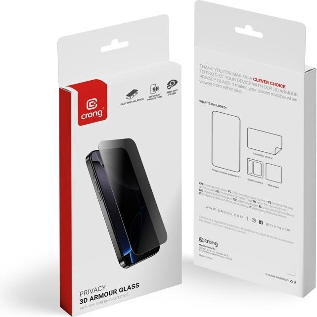 Produktbild Crong Panzerglas mit Sichtschutz für iPhone 16 Pro (1 Stück, iPhone 16 Pro)