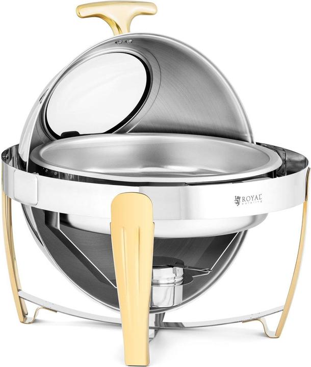 Royal Catering Chafing Dish Warmhaltebehälter Rechaud Wärmebehälter rund Goldakzente 6 L