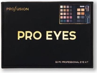 Profusion Pro Eyes 32 pc Professional Eye Kit - Eyeshadow, Brow Powder, Brushes