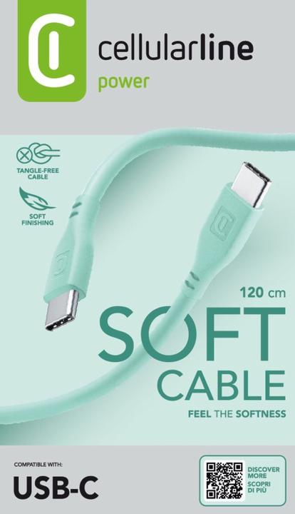 Produktbild Cellularline Soft cable 120 cm - USB-C to USB-C (1.20 m, USB 3.2 Gen 1)