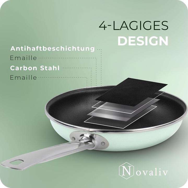 Produktbild Novaliv Energiesparpfanne 24 cm Einsparung bis zu 40% - Emaillierter Stahl, Antihaft Beschichtung in (24 cm, Bratpfanne, Emaille, Stahl)