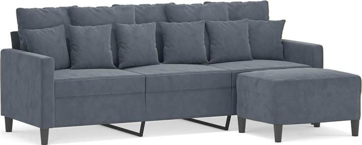 Produktbild VidaXL 3-Sitzer-Sofa mit Hocker Dunkelgrau 180 cm Samt,Farbe (3-Sitzer)