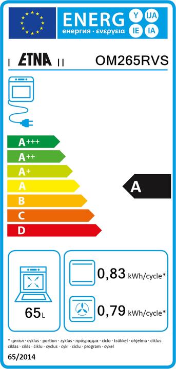 Energy Label Etna OM265RVS - Inbouwoven - RVS
