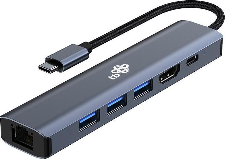 Produktbild Lenovo Adapter HUB USB C 6in1 - HDMI, USBx3, PD, RJ-45 (USB-C, 6 Ports)