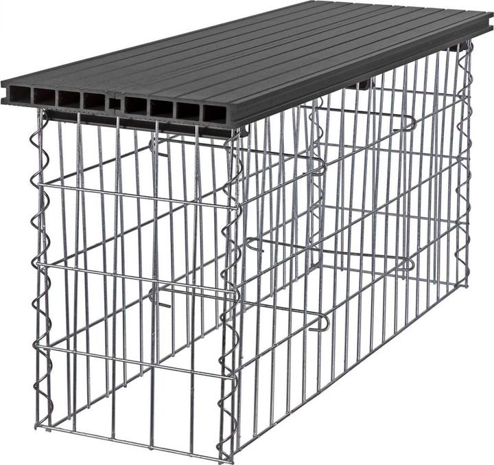 Actual product image Dema WPC Gabionenbank Gabione Steinkorb Bank Sitzbank Gartenbank anthrazit 100x30 cm