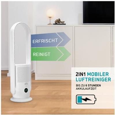 Productafbeelding Djive DJ50024 Flowmate Arc Portable 2-in-1: Luchtreiniger en ventilator op batterijen (25 m²)