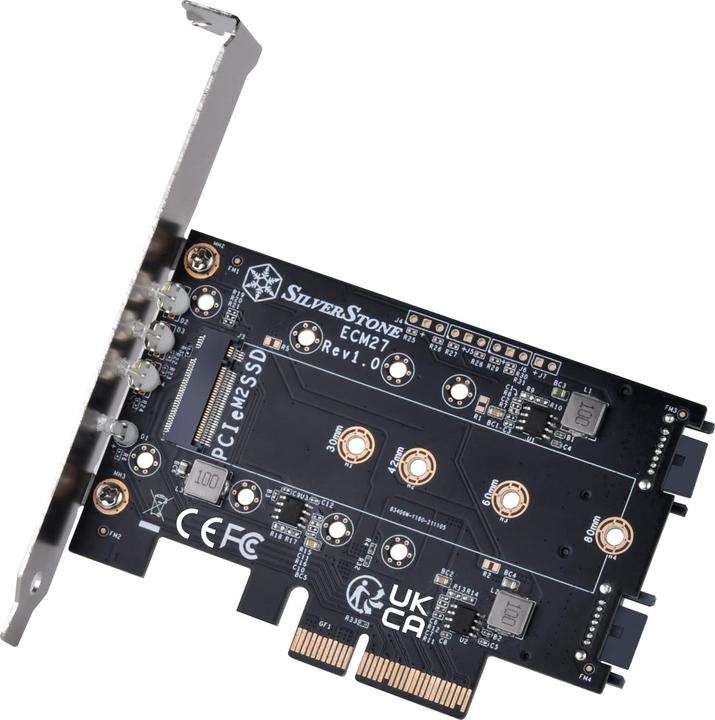 Immagine prodotto Silverstone Scheda adattatore SST-ECM27 M.2/SATA, PCIe 4.0, 1x M-Key, 2x SATA 6G - basso profilo