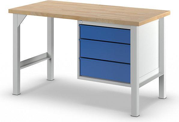 Image du produit MBA-System Etabli à casiers, largeur 1500 mm, 3 tiroirs 1 x 125 / 2 x 175 mm, gris clair / (150 cm, 75 cm)