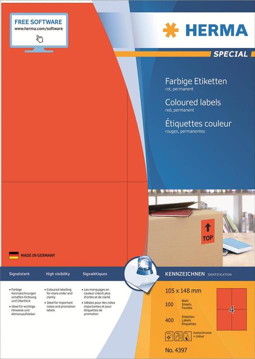 Produktbild HERMA Farbige Etiketten A4