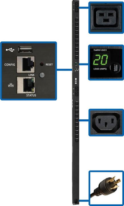 Actual product image Eaton Tripp Lite Series 3.2-3.8kW Single-Phase Switched PDU with LX Platform Interface, 200-240V Outlets