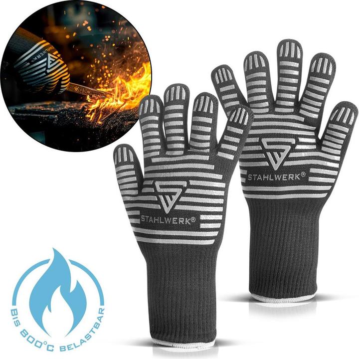 Actual product image Stahlwerk Heat-resistant gloves up to 800°C EN 407:2004 made of ARAMID fabric (One size)