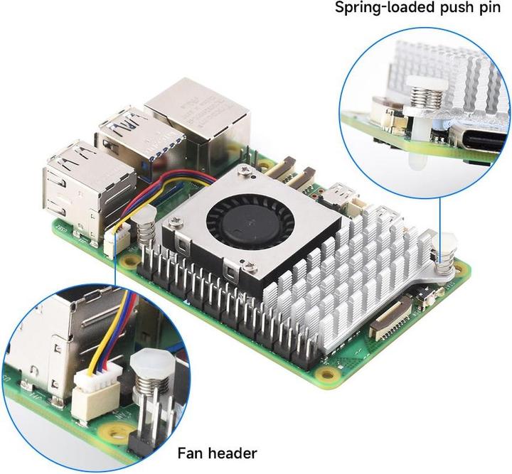 Image du produit WaveShare Refroidisseur actif Raspberry Pi 5 avec ventilateur (B)