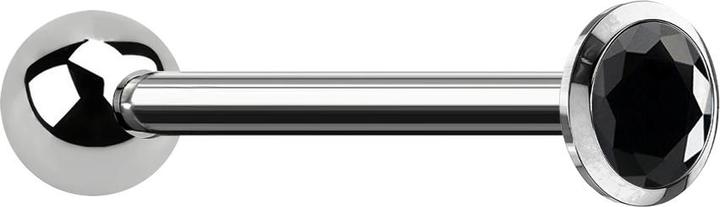 Star Piercing Barbell Innengewinde silber mit Kugel und Kristall schwarz (ohne Messing, Titan G23)