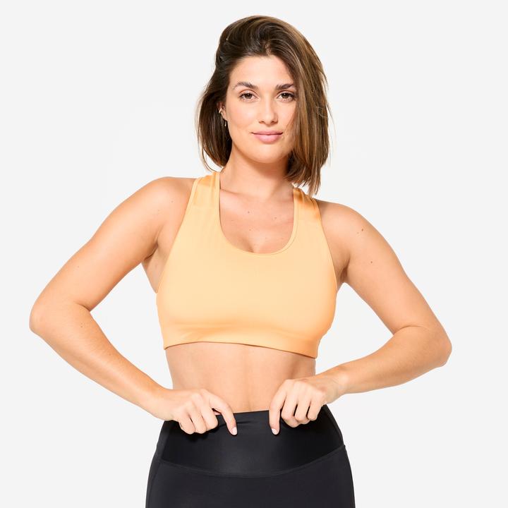 Decathlon Sport-Bustier Damen Schwimmerrücken mittlerer Halt - orange (M)