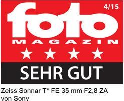 Image du produit Sony Monture type E plein format FE 35mm f/2,8 ZA Zeiss Sonnar T (Sony E, Plein format)