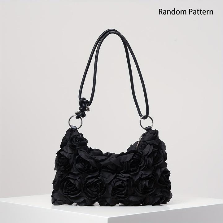 Actual product image Only-Bags.Store Elegante Rose Floral Umhängetasche - verstellbarer Riemen, Reissverschluss, Polyester, perfekt für