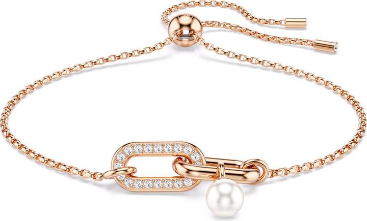 Produktbild Swarovski Constella Armband Kristallperle Rundschliff Weiss Roségold Legierungsschicht (24 cm, Swarovski Metall)