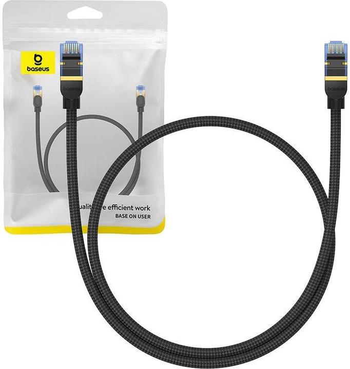 Produktbild Baseus Braided network cable cat.7 Ethernet RJ45, 10Gbps, 0,5m (black) (CAT7, 0.50 m)