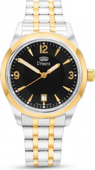 Actual product image Primex Montre Swiss Made - Bracelet Metal Bicolore - Cadran Blanc - Etanche 50 M (210 mm)