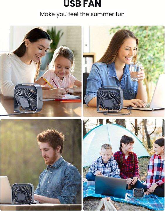 Produktbild PhoneLook 360° USB Ventilator tragbar leise 3 Geschwindigkeiten Design