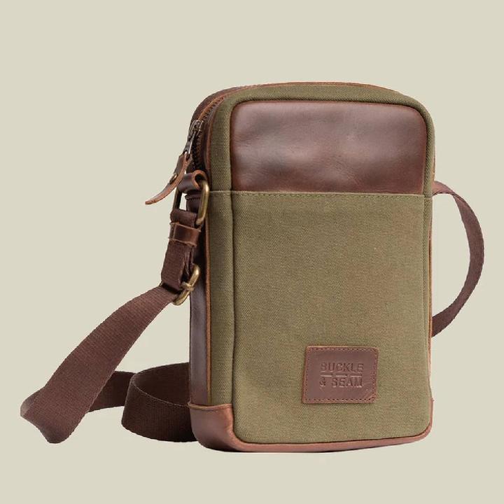 Actual product image Buckle & Seam Canvas Crossbody Bag Runner Grün/Blau