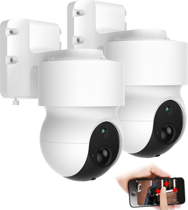 Immagine prodotto 7links Set di 2 telecamere di sorveglianza a batteria Pan-Tilt