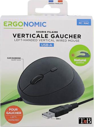 Produktbild T'nB Souris filaire fil ergonomique Ergo pour gaucher (Noir) (Kabelgebunden)
