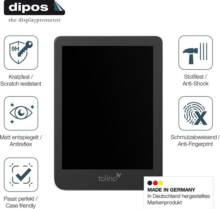 Produktbild Dipos Anti-Shock Displayschutz Matt 9H (1 Stück, Tolino Shine 4)