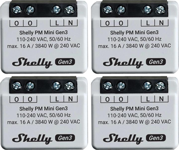 Shelly WLAN-Leistungsmesser Plus PM Mini Gen.3, weiss, 4 Stück