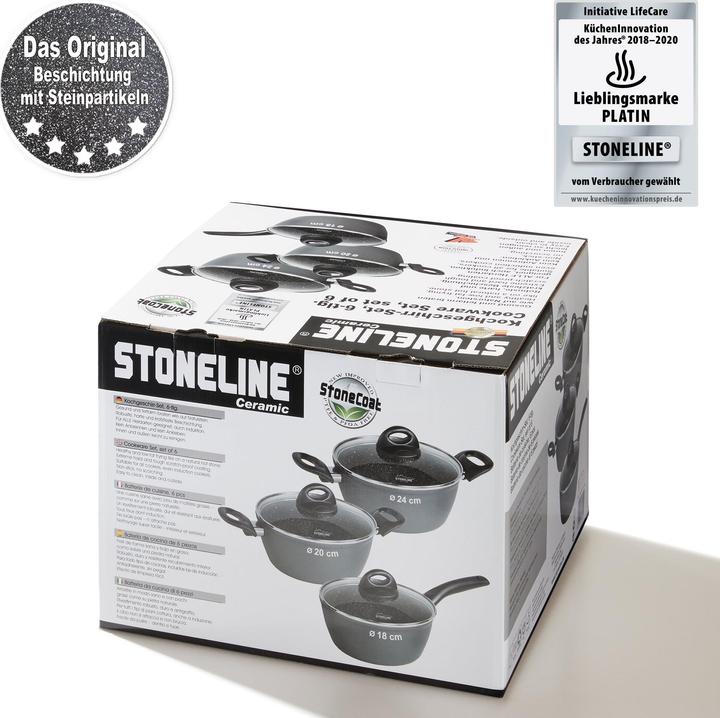 Actual product image Stoneline CERAMIC cookware set, 6 pcs. with glass lids (20 cm, Pan set + pot set, Aluminium)