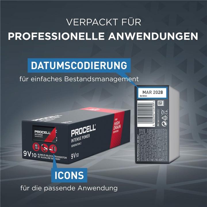 Productafbeelding Duracell Procell Intense Power (10 Pcs., 9V Block, 673 mAh)