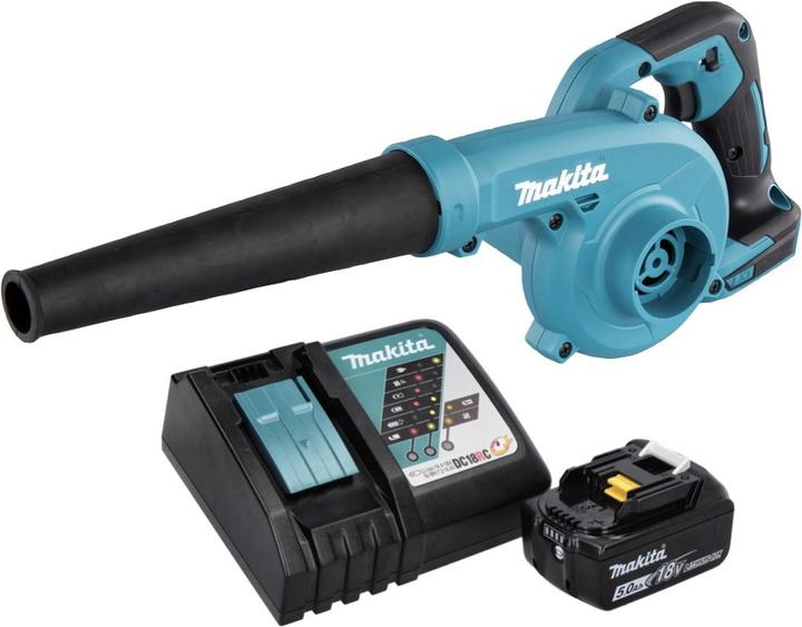 Immagine prodotto Makita DUB 185 RT1 Soffiatore a batteria 18 V + 1x batteria 5,0 Ah + caricabatterie (Batteria ricaricabile, Soffiafoglie)