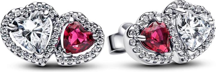 Pandora Halo Hearts Stud Earrings (Silber 925)