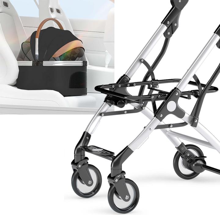 Actual product image Fudajo 2in1 Dog Buggy Foldable Dog Pram Black Domestic Animals’ Pushchair with Rack Transport Bag (Dog, Foldable)
