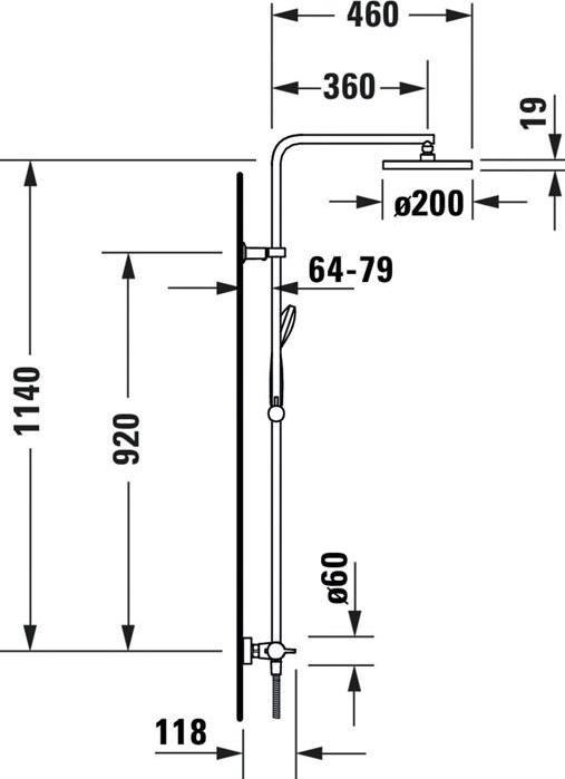 Actual product image Duravit Shower system B.1 with shower thermostat chrome