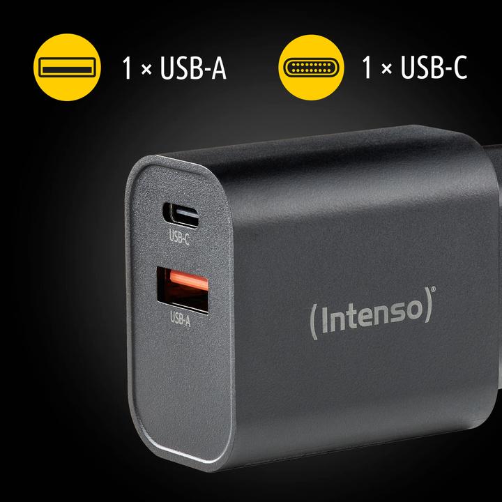 Image du produit Intenso Power Adapter W30AC, 30W, USB-A und USB-C Anschluss, für iPhone, iPad, Tablet, Samsung Galax (30 W)