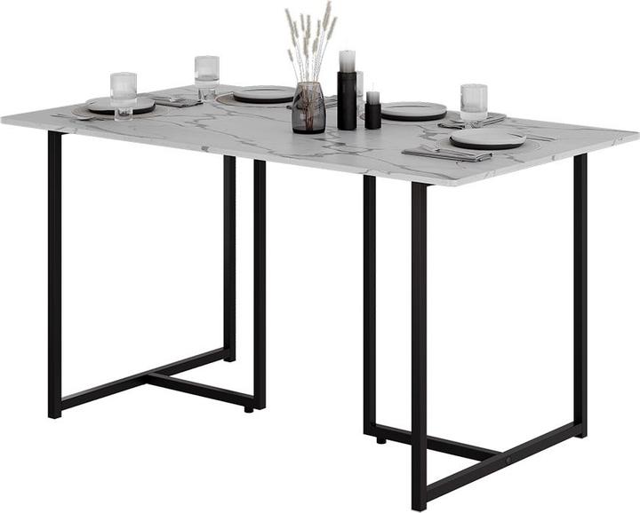 Actual product image Vichy Dining table Merido, Black/marble-white, 140 x 80 cm (140 x 75 x 80 cm)