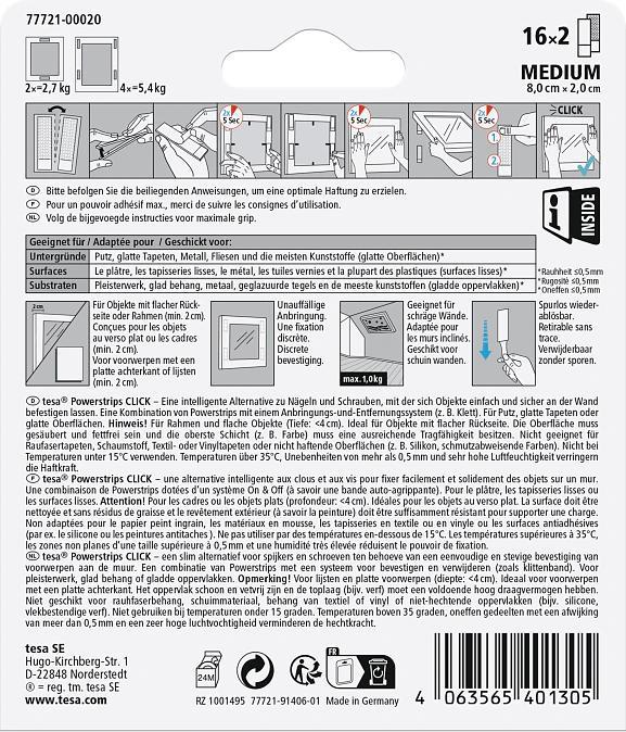 Nährwerte und Zutaten tesa Powerstrips Klett-Klebepads (5.40 kg)