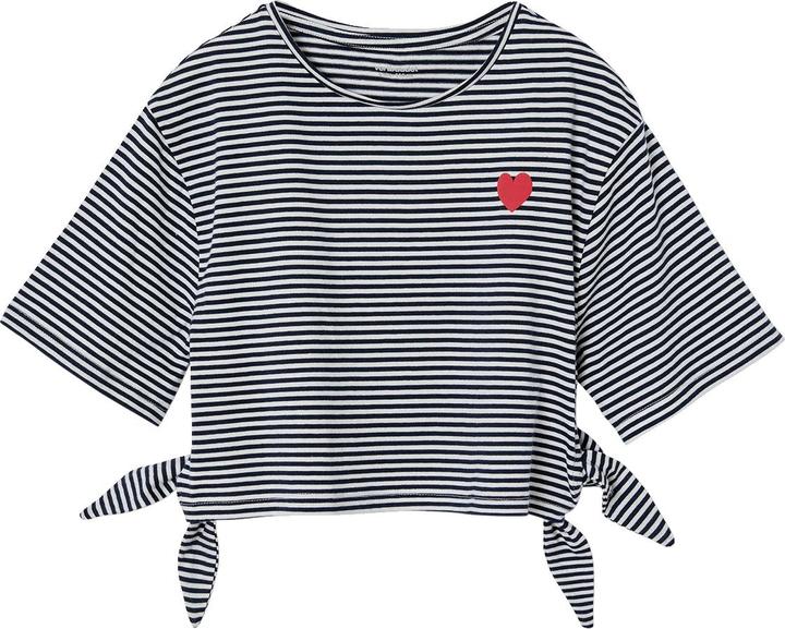 Produktbild Vertbaudet Gestreiftes Mädchen Cropped-T-Shirt mit Zierschleifen (110)
