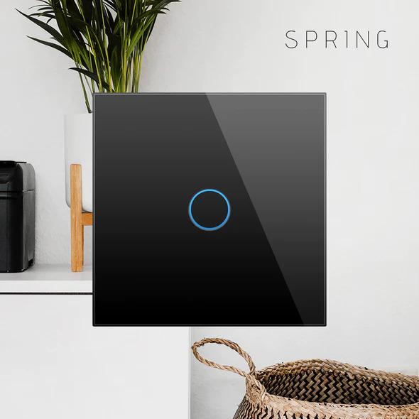 Produktbild Spring Three Gang, One Way Touch Switch, Glass Black